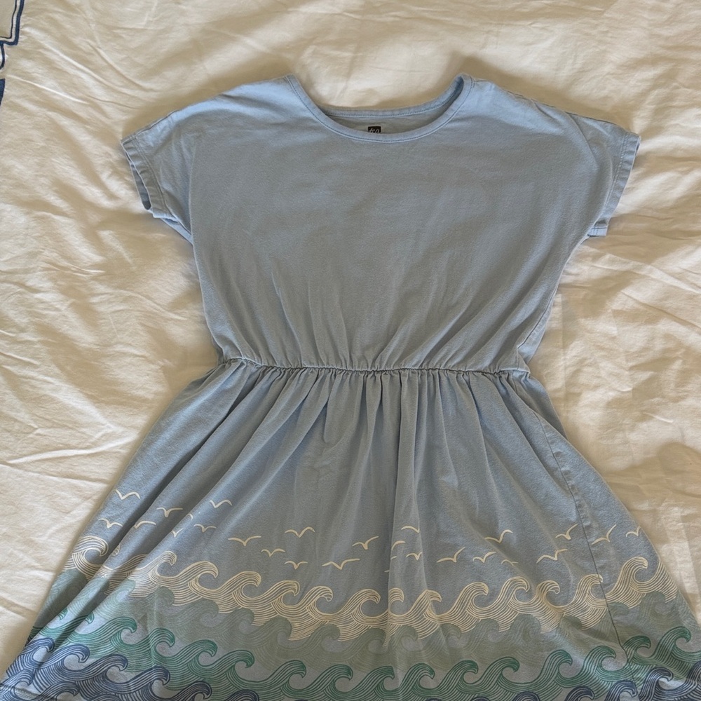 Tea Collection Light Blue Wave-Print Girls Dress